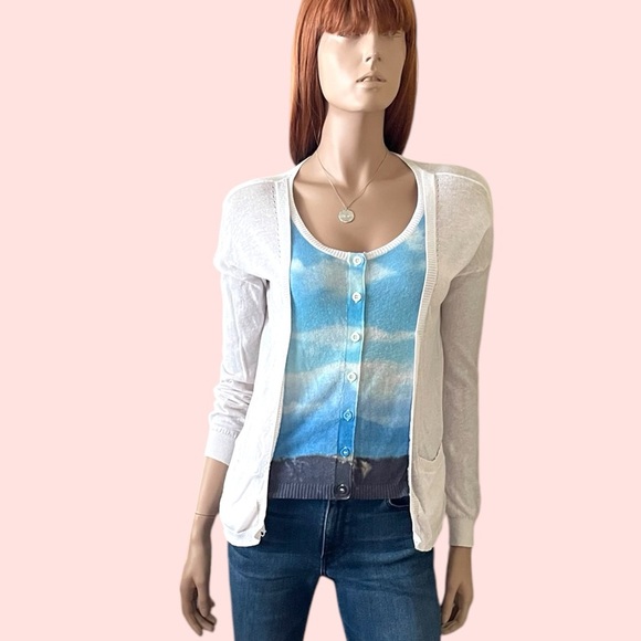 Anthropologie Moth Finestra Cardigan Size Small Blue Sky Button Down Pockets - Picture 1 of 5